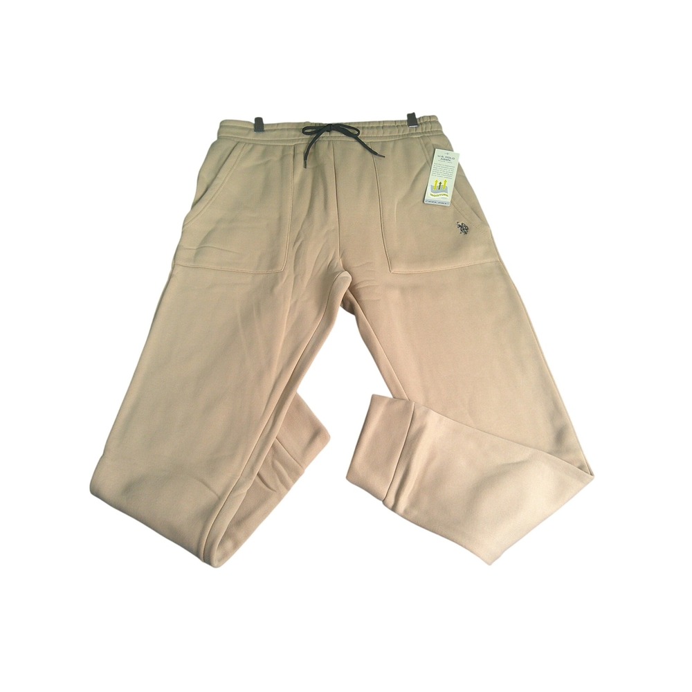 US Polo Assn Men's Jogger Sweatpants Tan Khaki Feel Dry Wicking Large NWT